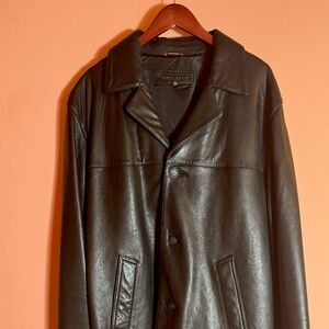 Perry Ellis Men's Black Lambskin Jacket, Large